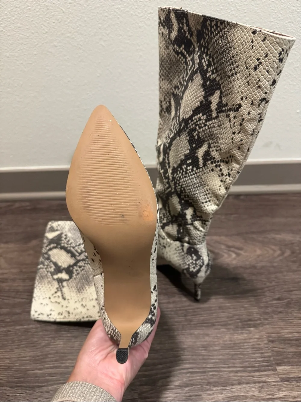 Steve Madden Snake-Print Over-the-Knee Boots - Black & Cream